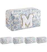 WHHJM Alphabet Makeup Bag Cosmetic Bag for Women, Gifts for Girls Age 11-18, Personalized Floral ...