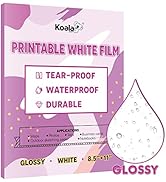 Koala Glossy White Film for Inkjet Printers, Waterproof and Tearproof Printer Paper, Single-Sided...