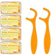 Kingbzis Kids Flossers-200 Count Kids Floss Picks-Includes 4 Portable Travel Cases-No Shred Threa...