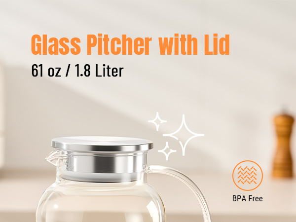 Glass Pitcher with Lid