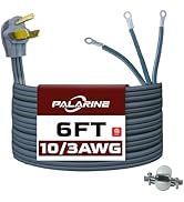 PALARINE 6 Ft 3 Prong Dryer Cord, 30 Amp Power Extension Cord 3750W Rated, 10 Gauge Pure Copper W...