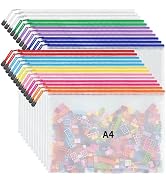JARLINK A4 Letter Size 24 Pack 10 Colors Zipper Mesh Document Pouch, Mesh Bags for Board Games & ...