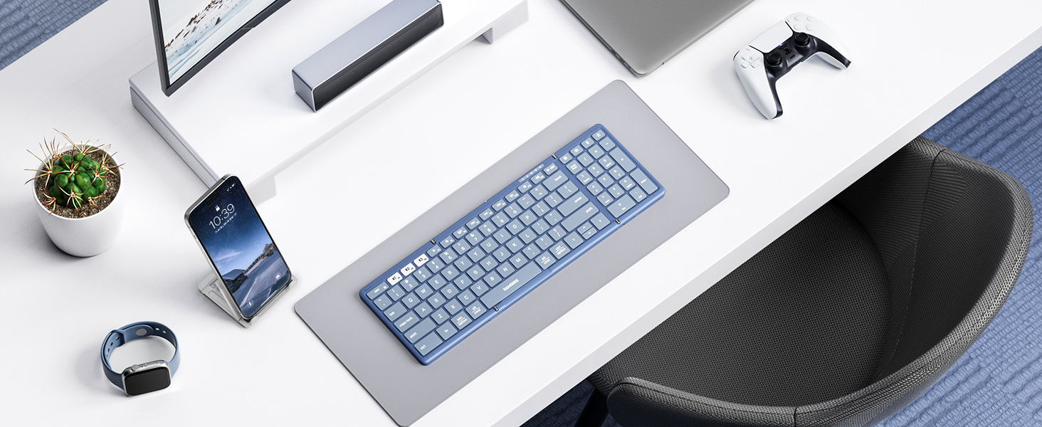 Folding keyboard with leather cover