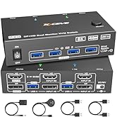 HDMI Displayport KVM Switch 2 Monitors 2 Computers 4K@144Hz 8K@60Hz Dual Monitor KVM Switch 2 Por...