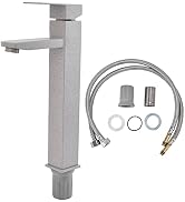 Bathroom Sink Faucet Set, Stainless Steel Single Handle Tall Bathroom Hot Cold Mixer Tap Kit Wash...
