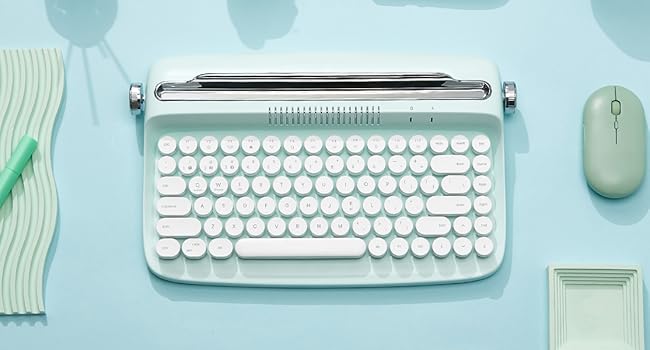 YUNZII ACTTO B303 Wireless Typewriter Keyboard, Retro Bluetooth Aesthetic Keyboard