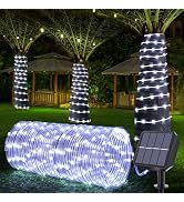 Solar Rope Lights, 66ft 200LED Solar String Lights, 8 Modes Waterproof Solar Powered Outdoor Ligh...