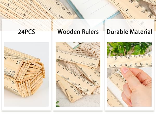 24PCS Wooden Rulers