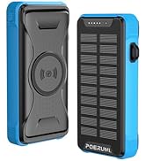 POERUNI. Solar Power Bank,20000mah Portable Charger Power Bank,22.5w Fast Wireless Charger with U...