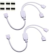 RGBZONE 2 Pack 4 Pin 1 to 2 Female LED RGB Splitter Connector Cable with 6 Free Male 4 Pin Plugs ...