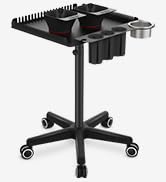 TASALON Rolling Salon Tray on Wheels, Metal Hairstylist Tray Rolling Cart for Hair Salon Station ...