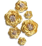 Letjolt Golden Paper Flower Decorations Flower Decor Wedding Wall Backdrop Birthday Baby Shower B...