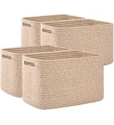 OIAHOMY 4 Pack Storage Baskets for Organizing, Cube Storage Bins for Shelves, Rectangle Storage B...