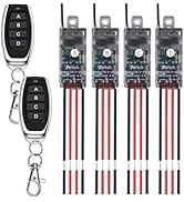 dstfuy Remote Switch 12V,5V/12V/24V/5A Relay 4 Way Mini Remote Control Switch 1 Channel,164FT Lon...