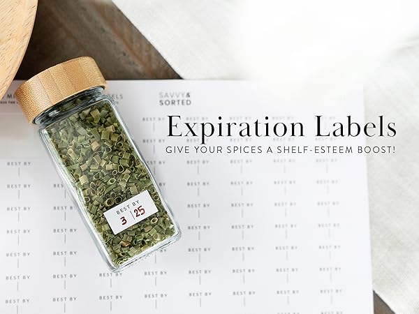 spice jars, bamboo spice jars, home organization, savvy and sorted, spice, labels, funnel, grinder