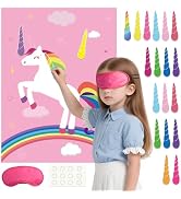 PLULON Pin The Horn On The Unicorn for Kids Birthday Party Game, Unicorn Party Supplies Favors Gi...