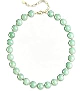 GINAZL Natural Stone Beaded Choker Necklace for Women, Chunky Statement Rainbow Multicolor Gemsto...