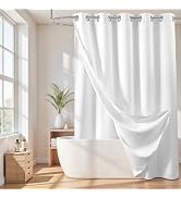 River Dream Cotton Blend No Hook Shower Curtain with Snap in Liner, Hotel Grade Shower Curtains f...