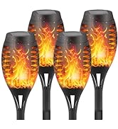 Solar Lights Outdoor - 4Pack Solar Torch Light with Flickering Flame,Waterproof Solar Garden Ligh...