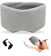 Yonchic Handmade Cotton Sleep Mask, with a Pair of Earplugs, Double Thickened Nose Wing Eye Masks...