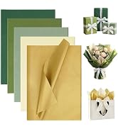 Bobobag 100 Sheets 20"X14" Sage Green Tissue Paper, Gold Tissue Paper for Gift Bags, 5 Colors for...