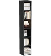 ALISENED 70.8" 6 Tier Tall Narrow Bookshelf, 6 Shelf Wooden Corner Bookcase, Modern Skinny Cubes ...