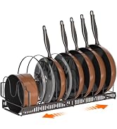 MUDEELA Pots and Pans Organizer Rack for under Cabinet, Expandable Pot Lid Kitchen Cabinet Organi...