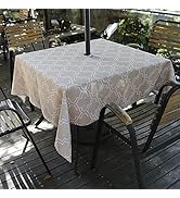 Melaluxe Spring/Summer Wrinkle-Free Waterproof Outdoor Tablecloth with Umbrella Hole and Zipper,6...