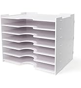 SONGWAY File Organizer for Desk - 7 Tier Wide Document Holder, Letter Mail Tray Storage Rack, Fil...