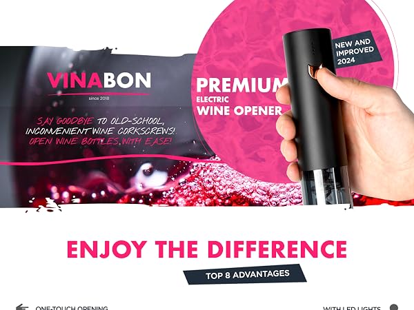 vinabon electric wine opener, vinabon electric wine bottle opener, wine opener rechargeable