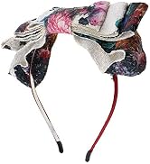 Multi Colored Pleather Bow Headband for Women and Girls - White