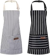 XLSXEXCL 2 Pack Stripes Kids Apron, Kids Cooking Aprons with 2 Pockets, Cute Aprons for Cooking f...