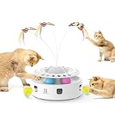 Potaroma Cat Toys 3in1 Automatic Interactive Kitten Toy, Fluttering Butterfly, Moving Feather, Tr...
