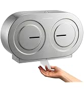 VANNSOO Twin Jumbo Toilet Paper Dispenser Wall Mount, 9" Commercial Stainless Steel Double Roll T...