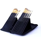 Exerz 15 Piece Paint Brush Set with Travel Case for Acrylic Oil Watercolor | Synthetic Hair Brush...