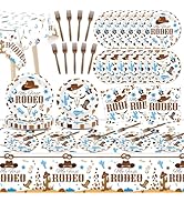 gisgfim 24 Guests My First Rodeo Plates and Napkins First Rodeo Paper Plates Birthday Party Suppl...