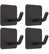 VIS'V Adhesive Hooks, Black Self Adhesive Wall Hooks Heavy Duty Stainless Steel Waterproof Shower...
