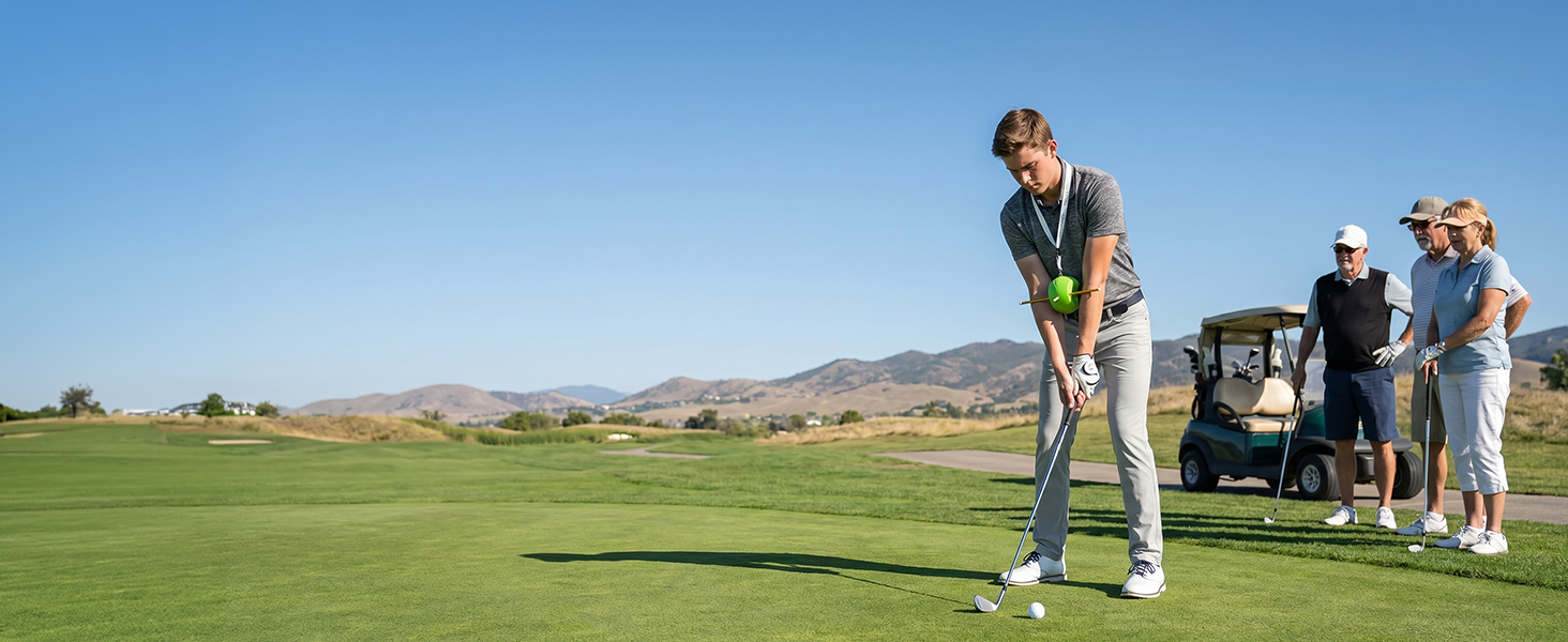 golf swing training at golf course