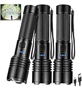 crazybrace Rechargeable Led Flashlights High Lumens 3Pack, 99000 Lumen Super Bright Flash Light w...