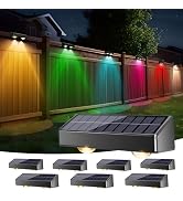 Brizled Solar Fence Lights Outdoor 8 Pack, Warm White & Cool White & RGB Solar Wall Lights, 100 L...