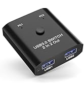 USB Switch 2 in 2 Out, USB Switcher for 2 Computers Sharing Keyboard, Mouse, Printer, USB Sharing...