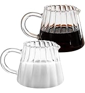Loscarol 2 Pcs Small Creamer Pitcher, Elegant Wave Shaped Glass Creamer Jug, for Coffee, Milk, Te...