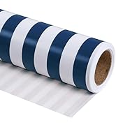 RUSPEPA Wrapping Paper - Mini Roll - Navy Blue and White Stripe Design Perfect for Wedding, Birth...