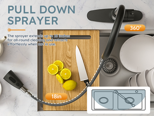 black kitchen faucet with sprayer