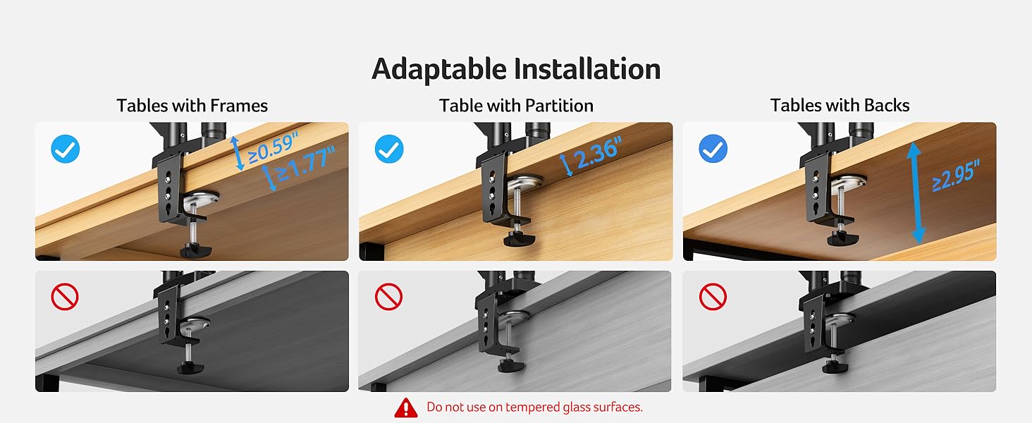 Text reads 'Adaptable Installation'. Technical diagram showing different mounting positions and installation configurations for a hardware component.