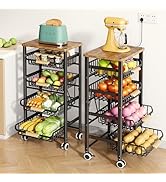 SAYZH Fruit Vegetable Basket for Kitchen Pantry Organizers, 5 Tier Large Pull-Out Wire Basket wit...