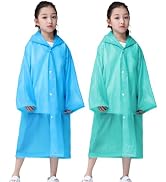 RUISHYY Kids Rain Poncho, Reusable EVA Children Raincoat for 6-13 Girls Boys, Waterproof Rain Jac...