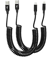 Coiled iPhone Charging Cable 2-Pack, Apple Carplay & MFi Certified, Short USB to Lightning Cable ...