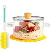 Clear Glass Cooking Pot With Lid And Brush On Stove - 1.5L(51oz) Borosilicate Glass Simmer Pot Wi...