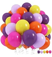 Rainbow Balloon Set, 60Pcs 12 Inch Lavender Macaron Pastel Purple Yellow Orange Neon Fuchsia Hot ...